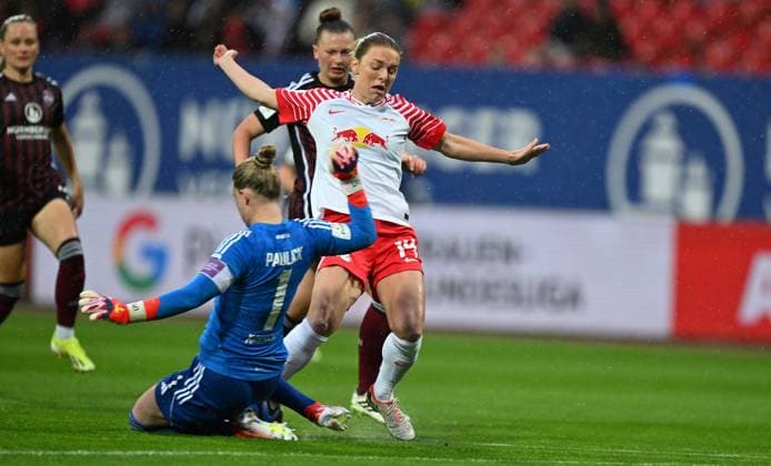 06 05 2024 Soccer Season 2023 2024 1 Women Soccer Bundesliga 20 Matchday 1 FC Nuremberg FCN Club RB Leipzig Sportfoto Zink xwoxzix Lea Paulick 1, 1 FC Nuremberg FCN Mimmi Larsson 14, RB Leipzig