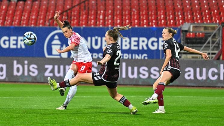06 05 2024 Soccer Season 2023 2024 1 Womens Soccer Bundesliga 20 Matchday 1 FC Nürnberg FCN Club RB Leipzig Sportfoto Zink xwoxzix Gianna Rackow 8, RB Leipzig Madeleine Steck 28, 1 FC Nürnberg FCN Amelie Thöle Thoele 12, 1 FC Nürnberg FCN