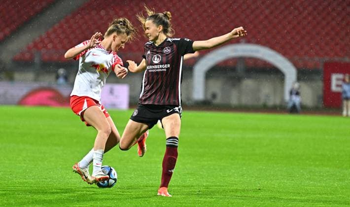 06 05 2024 Soccer Season 2023 2024 1 Women Soccer Bundesliga 20 Matchday 1 FC Nuremberg FCN Club RB Leipzig Sportfoto Zink xwoxzix Marlene Müller 27, RB Leipzig Nele Bauereisen 23, 1 FC Nuremberg FCN