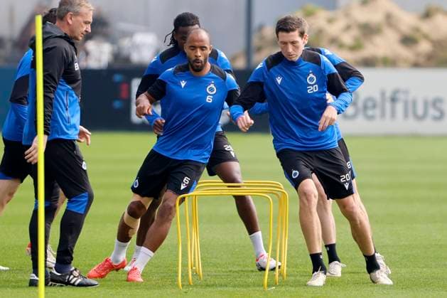 Club Brugge v Fiorentina - UEFA Europa Conference League - media activities WESTKAPELLE, BELGIUM - MAY 07 : Vanaken Hans midfielder of Club Brugge and Odoi Denis defender of Club Bruggeu during a training session prior to the UEFA Europa Conference League semi-finals 2nd leg match between Club Brugge and Fiorentina at the training grounds on May 7, 2024 in Westkapelle, Belgium, 07 05 2024 Westkapelle Belgium  Copyright: xJanxDexMeuleneirx