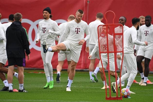 from left Leroy SANE Bayern Muenchen , Matthijs DE LIGT Bayern Muenchen , action final training on 07 05 2024 before the football Champions League semi-final Real Madrid FC Bayern Muenchen on 08 05 2024