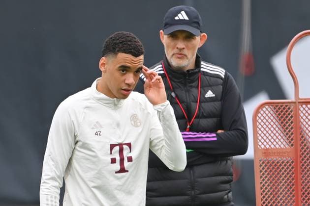 Jamal MUSIALA Bayern Muenchen , Coach Thomas TUCHEL Bayern Muenchen final training on 07 05 2024 before the soccer Champions League semi-final Real Madrid FC Bayern Muenchen on 08 05 2024