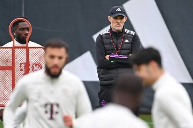 Coach Thomas TUCHEL Bayern Muenchen watches his players final training on 07 05 2024 before the soccer Champions League semi-final Real Madrid FC Bayern Muenchen on 08 05 2024