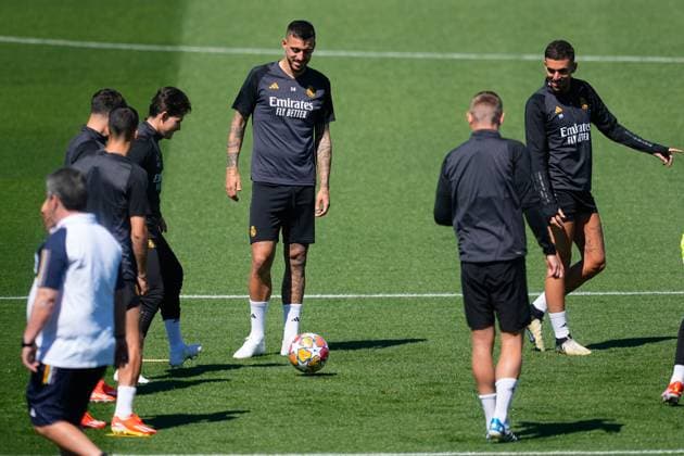 May 7, 2024, Valdebebas, Madrid, SPAIN: Joselu Mato during the training day of Real Madrid prior the UEFA Champions League, Semi Final round 2, football match to play against FC Bayern Munich at Ciudad Deportiva Real Madrid on May 07, 2024 in Valdebebas, Madrid, Spain. Valdebebas SPAIN - ZUMAa181 20240507_zaa_a181_005 Copyright: xOscarxJ.xBarrosox