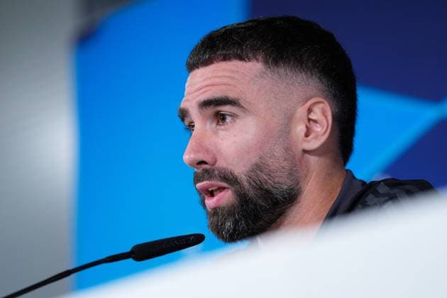 May 7, 2024, Valdebebas, Madrid, SPAIN: Daniel Carvajal attends his press conference, PK, Pressekonferenz during the training day of Real Madrid prior the UEFA Champions League, Semi Final round 2, football match to play against FC Bayern Munich at Ciudad Deportiva Real Madrid on May 07, 2024 in Valdebebas, Madrid, Spain. Valdebebas SPAIN - ZUMAa181 20240507_zaa_a181_046 Copyright: xOscarxJ.xBarrosox