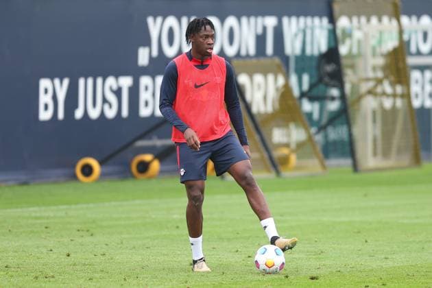 RB Leipzig Training 1 Bundesliga Leipzig, 07 05 2024, Training center at Cottaweg, Season 2023 2024, Football, Men, 1 Bundesliga , RB Leipzig Training , In the picture El Chadaille Bitshiabu ,