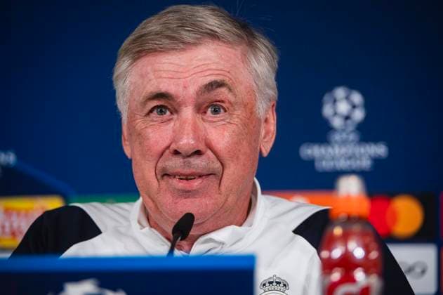 Sport Bilder des Tages Uefa Champions League 2024: Real Madrid Real Madrid Training Session and press conference, PK, Pressekonferenz MADRID, SPAIN - MAY 7: Carlo Ancelotti, coach of Real Madrid, speaks during Real Madrid Training Session and Press Conference ahead of their UEFA Champions League semi-final second leg match against FC Bayern Munchen at Ciudad Real Madrid on May 7, 2024 in Valdebebas, Spain. Valdebebas Ciudad Real Madrid Madrid Spain Copyright: xAlbertoxGardinx AGardin_20240507_football_Champions_League_Real_Madrid_Press_Conference_306