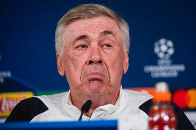 Uefa Champions League 2024: Real Madrid Real Madrid Training Session and press conference, PK, Pressekonferenz MADRID, SPAIN - MAY 7: Carlo Ancelotti, coach of Real Madrid, speaks during Real Madrid Training Session and Press Conference ahead of their UEFA Champions League semi-final second leg match against FC Bayern Munchen at Ciudad Real Madrid on May 7, 2024 in Valdebebas, Spain. Valdebebas Ciudad Real Madrid Madrid Spain Copyright: xAlbertoxGardinx AGardin_20240507_football_Champions_League_Real_Madrid_Press_Conference_309