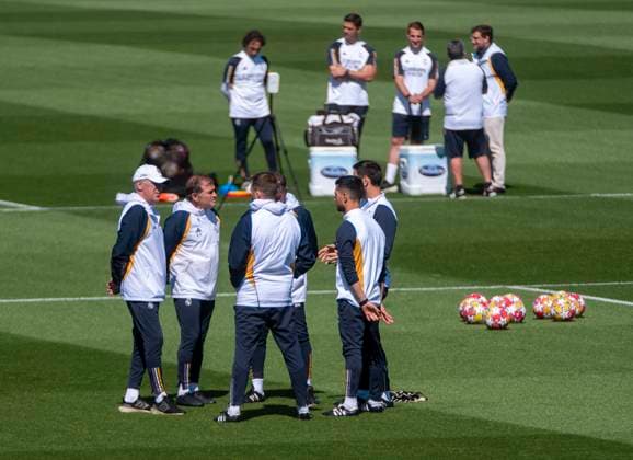 07 05 2024, Football UEFA Champions League 2023 2024 1 day before the semi-final, Real Madrid FC Bayern Munich, training session Real Madrid at the training ground of Real li coach Carlo Ancelotti Real Madrid