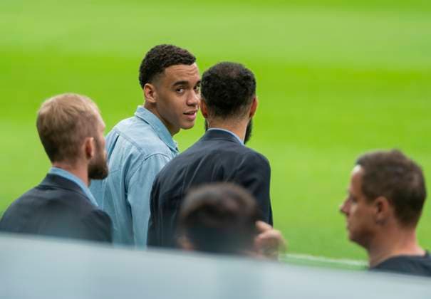 07 05 2024, Football UEFA Champions League 2023 2024 1 day before the semi-final, Real Madrid FC Bayern Munich, Arrival of FC Bayern team at Santiago Bernabeu stadium Madrid Jamal Musiala FC Bayern Munich