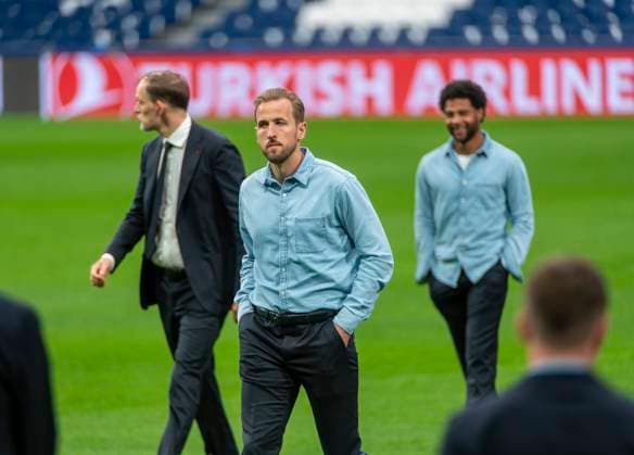 07 05 2024, Football UEFA Champions League 2023 2024 1 day before the semi-final, Real Madrid FC Bayern Munich, Arrival of FC Bayern team at Santiago Bernabeu stadium Madrid from left coach Thomas Tuchel FC Bayern Munich , Harry Kane FC Bayern Munich , Serge Gnabry FC Bayern Munich