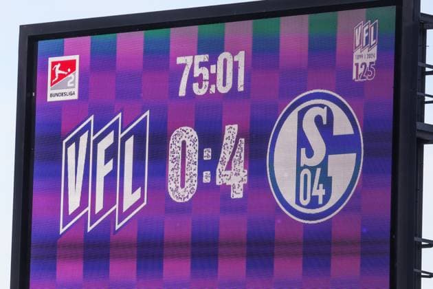 07 05 2024, Football, Season 2023 2024, 2 Bundesliga, Matchday 32, VfL Osnabrück FC Schalke 04, Intermediate score on the scoreboard Hamburg Stadion am Millerntor Hamburg Germany xRHR PHOTO TRx Copyright: TimxRehbein RHR-FOTOx RHR-FOTO TR