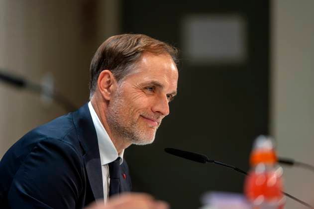 07 05 2024, Football UEFA Champions League 2023 2024 1 day before the semi-final, Real Madrid FC Bayern Munich, FC Bayern press conference at the Santiago Bernabeu Madrid stadium Coach Thomas Tuchel FC Bayern Munich