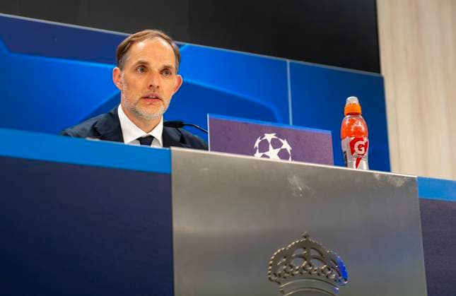 07 05 2024, Football UEFA Champions League 2023 2024 1 day before the semi-final, Real Madrid FC Bayern Munich, FC Bayern press conference at the Santiago Bernabeu Madrid stadium Coach Thomas Tuchel FC Bayern Munich