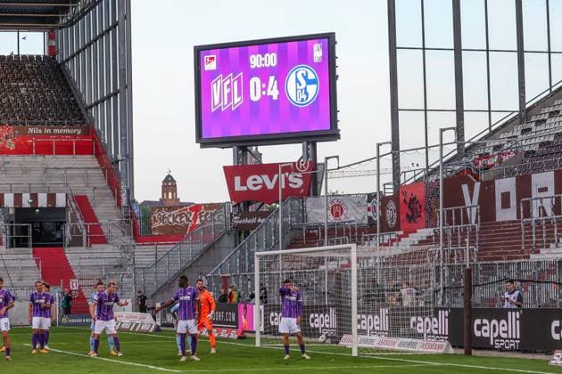 07 05 2024, Football, Season 2023 2024, 2 Bundesliga, Matchday 32, VfL Osnabrück FC Schalke 04, Scoreboard with the final score Hamburg Stadion am Millerntor Hamburg Germany xRHR PHOTO TRx Copyright: TimxRehbein RHR-FOTOx RHR-FOTO TR