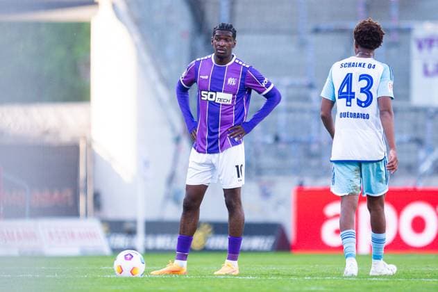 07 05 2024 Soccer, 2023 2024, 2 Bundesliga, Matchday 32, VfL Osnabrück FC Schalke 04 L R Kwasi Wriedt Osnabrück , Assan Ouedraogo Schalke DFL REGULATIONS PROHIBIT ANY USE OF PHOTOGRAPHS AS IMAGE SEQUENCES AND OR QUASI VIDEO