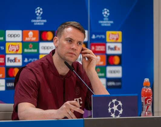 07 05 2024, Football UEFA Champions League 2023 2024 1 day before the semi-final, Real Madrid FC Bayern Munich, FC Bayern press conference at the Santiago Bernabeu Madrid stadium Goalkeeper Manuel Neuer FC Bayern Munich