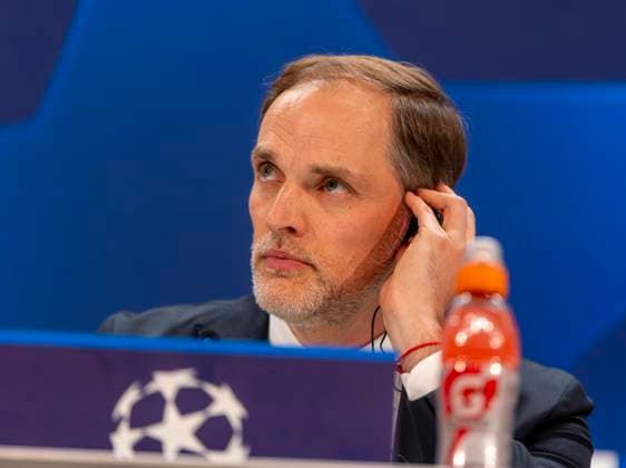 07 05 2024, Football UEFA Champions League 2023 2024 1 day before the semi-final, Real Madrid FC Bayern Munich, FC Bayern press conference at the Santiago Bernabeu Madrid stadium Coach Thomas Tuchel FC Bayern Munich