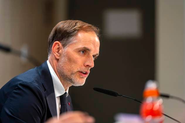 07 05 2024, Football UEFA Champions League 2023 2024 1 day before the semi-final, Real Madrid FC Bayern Munich, FC Bayern press conference at the Santiago Bernabeu Madrid stadium Coach Thomas Tuchel FC Bayern Munich