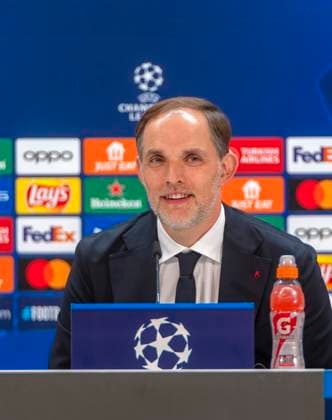 07 05 2024, Football UEFA Champions League 2023 2024 1 day before the semi-final, Real Madrid FC Bayern Munich, FC Bayern press conference at the Santiago Bernabeu Madrid stadium Coach Thomas Tuchel FC Bayern Munich