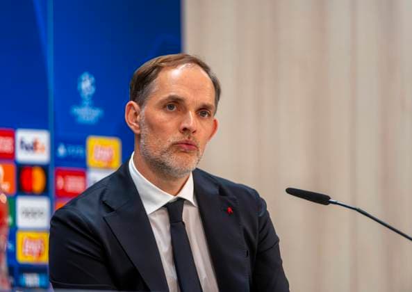 07 05 2024, Football UEFA Champions League 2023 2024 1 day before the semi-final, Real Madrid FC Bayern Munich, FC Bayern press conference at the Santiago Bernabeu Madrid stadium Coach Thomas Tuchel FC Bayern Munich