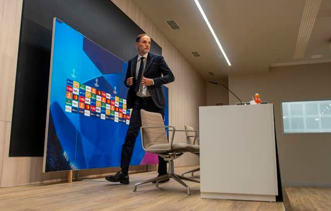 07 05 2024, Football UEFA Champions League 2023 2024 1 day before the semi-final, Real Madrid FC Bayern Munich, FC Bayern press conference at the Santiago Bernabeu Madrid stadium Coach Thomas Tuchel FC Bayern Munich