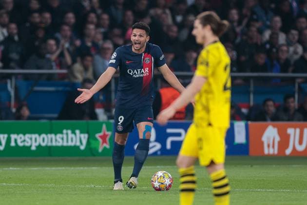 07 05 2024, Football, 2023 2024 season, UEFA Champions League, semi-final, Paris Saint Germain Borussia Dortmund, Gonzalo Ramos Paris Saint Germain claims, Paris Parc de Princes Paris France xRHR PHOTO DEx Copyright: DennisxEwert RHR-FOTOx RHR-FOTO DE