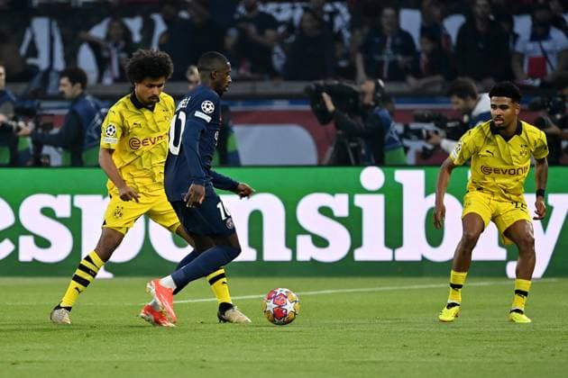 07 05 2024, xjrdrx, Football UEFA Champions League, Paris St Germain Borussia Dortmund emspor, v l Karim Adeyemi Borussia Dortmund Ousame Dembele PSG Paris St Germain duel, action, action, battle for the ball DFL DFB REGULATIONS PROHIBIT ANY USE OF PHOTOGRAPHS as IMAGE SEQUENCES and or QUASI VIDEO Paris