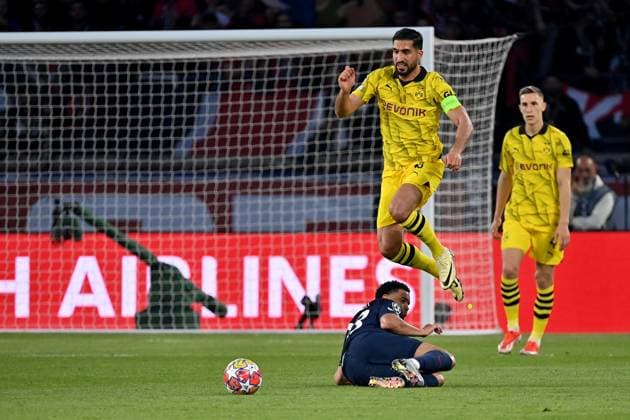 07 05 2024, xjrdrx, Football UEFA Champions League, Paris St Germain Borussia Dortmund emspor, v l Warren Zaire Emery PSG Paris St Germain Emre Can Borussia Dortmund duel, action, action, battle for the ball DFL DFB REGULATIONS PROHIBIT ANY USE OF PHOTOGRAPHS as IMAGE SEQUENCES and or QUASI VIDEO Paris