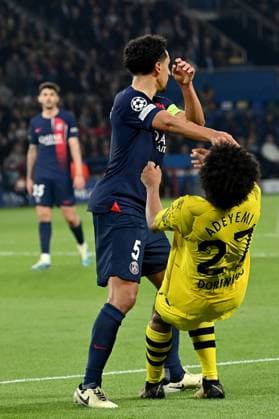 07 05 2024, xjrdrx, Football UEFA Champions League, Paris St Germain Borussia Dortmund emspor, v l Marquinhos PSG Paris St Germain Karim Adeyemi Borussia Dortmund Zweikampf, Aktion, action, battle for the ball DFL DFB REGULATIONS PROHIBIT ANY USE OF PHOTOGRAPHS as IMAGE SEQUENCES and or QUASI VIDEO Paris