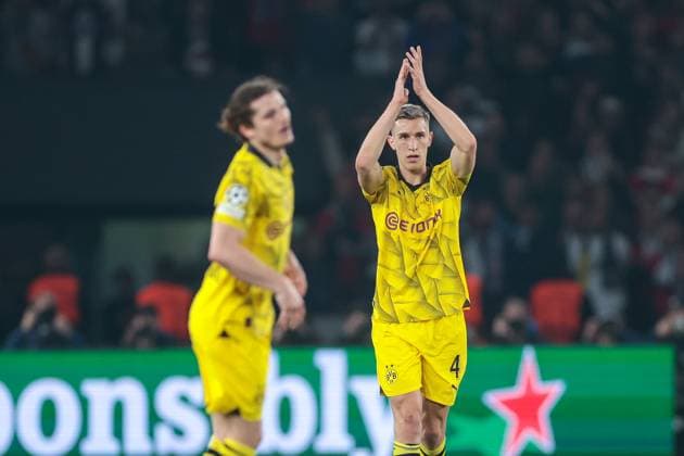 07 05 2024, Football, 2023 2024 season, UEFA Champions League, semi-final, Paris Saint Germain Borussia Dortmund, Nico Schlotterbeck Borussia Dortmund is satisfied, Paris Parc de Princes Paris France xRHR PHOTO DEx Copyright: DennisxEwert RHR-FOTOx RHR-FOTO DE