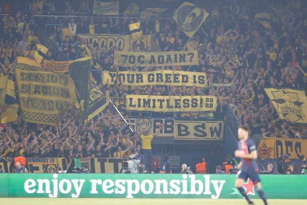 May 7, 2024, Paris, Paris, France: supporters of Dortmund in action during the semi final of UEFA Champions League between Paris Saint Germain and Borussia Dortmund at the Parc des Princes Stadium - on May 7 2024.Paris - France Paris France - ZUMAb253 20240507_zsp_b253_031 Copyright: xLoicxBaratouxx