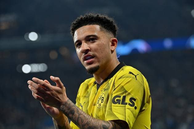 07 05 2024, xjrdrx, Football UEFA Champions League, Paris St Germain Borussia Dortmund emspor, v l Jadon Sancho Borussia Dortmund DFL DFB REGULATIONS PROHIBIT ANY USE OF PHOTOGRAPHS as IMAGE SEQUENCES and or QUASI VIDEO Paris