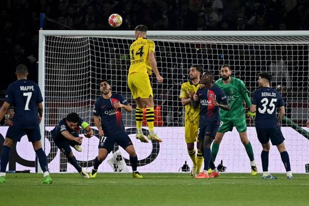 07 05 2024, xjrdrx, Football UEFA Champions League, Paris St Germain Borussia Dortmund emspor, v l Kylian Mbappe PSG Paris St Germain Marquinhos PSG Paris St Germain Marco Asensio PSG Paris St Germain Niclas Füllkrug Borussia Dortmund Emre Can Borussia Dortmund Ousame Dembele PSG Paris St Germain Gianluigi Donnarumma PSG Paris St Germain Lucas Beraldo PSG Paris St Germain DFL DFB REGULATIONS PROHIBIT ANY USE OF PHOTOGRAPHS as IMAGE SEQUENCES and or QUASI VIDEO Paris
