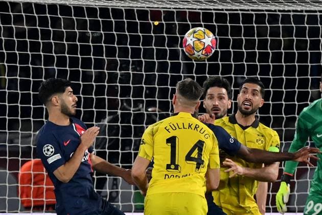 07 05 2024, xjrdrx, Football UEFA Champions League, Paris St Germain Borussia Dortmund emspor, v l Marco Asensio PSG Paris St Germain Niclas Füllkrug Borussia Dortmund Emre Can Borussia Dortmund DFL DFB REGULATIONS PROHIBIT ANY USE OF PHOTOGRAPHS as IMAGE SEQUENCES and or QUASI VIDEO Paris