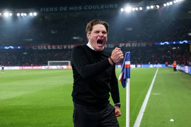 07 05 2024, Football, 2023 2024 season, UEFA Champions League, semi-final, Paris Saint Germain Borussia Dortmund, Coach Edin Terzic Borussia Dortmund screams and celebrates reaching the final, Paris Parc de Princes Paris France xRHR PHOTO DEx Copyright: DennisxEwert RHR-FOTOx RHR-FOTO DE