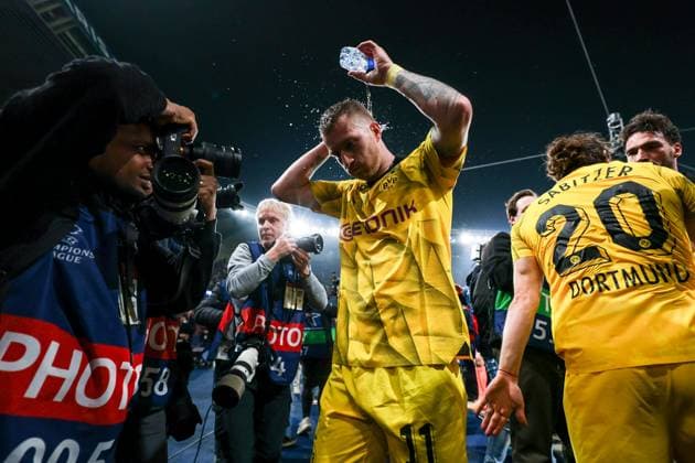 07 05 2024, Football, 2023 2024 season, UEFA Champions League, semi-final, Paris Saint Germain Borussia Dortmund, Marco Reus Borussia Dortmund is stunned and celebrates reaching the final, Paris Parc de Princes Paris France xRHR PHOTO ENx Copyright: DennisxEwert RHR-FOTOx RHR-FOTO DE
