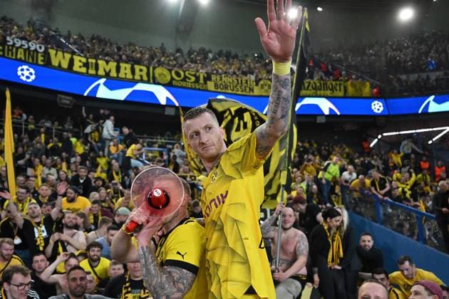 07 05 2024, xjrdrx, Soccer UEFA Champions League, Paris St Germain Borussia Dortmund emspor, v l jubilation over the victory and the entry into the final of the Champions League at Borussia Dortmund Marco Reus Borussia Dortmund DFL DFB REGULATIONS PROHIBIT ANY USE OF PHOTOGRAPHS as IMAGE SEQUENCES and or QUASI VIDEO Paris