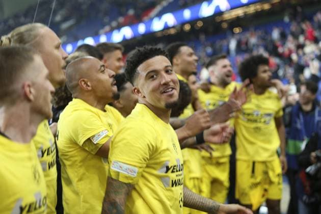 Joie Borussia Dortmund - Jadon Sancho (Borussia Dortmund) FOOTBALL : Paris Saint Germain Vs Borussia Dortmund - Ligue des Champions - 07 05 2024 MichaelBaucher Panoramic 