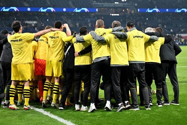 07 05 2024, xjrdrx, Football UEFA Champions League, Paris St Germain Borussia Dortmund emspor, v l Jubel Freude über über den Sieg und den Einzug in das Finale der Champions League bei Borussia Dortmund DFL DFB REGULATIONS PROHIBIT ANY USE OF PHOTOGRAPHS as IMAGE SEQUENCES and or QUASI VIDEO Paris