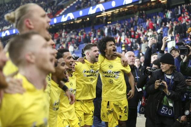 Joie Borussia Dortmund - Donyell Malen (Borussia Dortmund) FOOTBALL : Paris Saint Germain Vs Borussia Dortmund - Ligue des Champions - 07 05 2024 MichaelBaucher Panoramic 