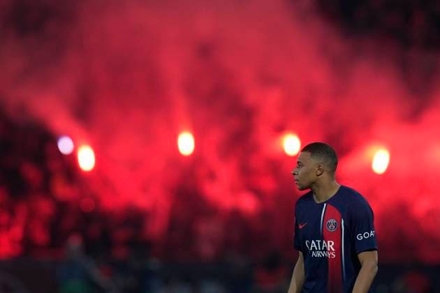 PARIS, FRANCE - MAY 7: Kylian Mbappe (7) (Paris St Germain (PSG) looks on under the light of the Ultras during the Champions League match between Paris Saint-Germain (PSG) and Borussia Dortmund on May 7, 2024, at Parc des Princes in Paris, France. (Photo by Glenn Gervot Icon Sportswire) SOCCER: MAY 07 Champions League - Borussia Dortmund at PSG EDITORIAL USE ONLY Icon2400507009