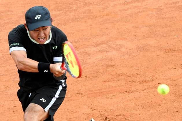 Yoshihito Nishioka of Japan during the match against Sebastian Ofner of Austria at the Internazionali BNL d Italia 2024 tennis tournament at Foro Italico in Rome, Italy on May 8, 2024. antoniettaxbaldassarre