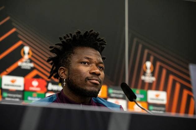 Bayer 04 Leverkusen, Press conference 08 05 2024 Edmond Tapsoba Bayer 04 Leverkusen, 12 Bayer 04 Leverkusen, Press conference for the UEFA Europa League match Bayer 04 Leverkusen AS Roma BayArena, Leverkusen 08 05 2024 Copyright: xBEAUTIFULxSPORTS Buriakovx