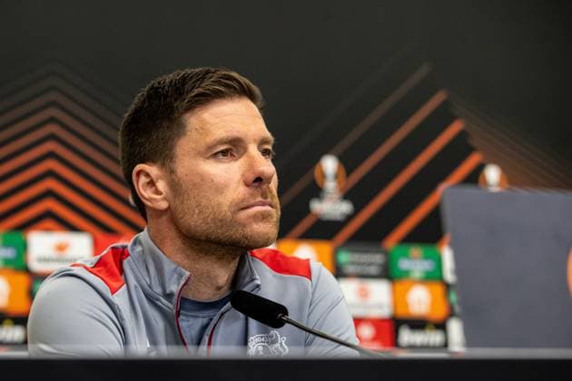 Bayer 04 Leverkusen, Press conference 08 05 2024 Xabi Alonso Head Coach, Bayer 04 Leverkusen Bayer 04 Leverkusen, Press conference for the UEFA Europa League match Bayer 04 Leverkusen AS Roma BayArena, Leverkusen 08 05 2024 Copyright: xBEAUTIFULxSPORTS Buriakovx
