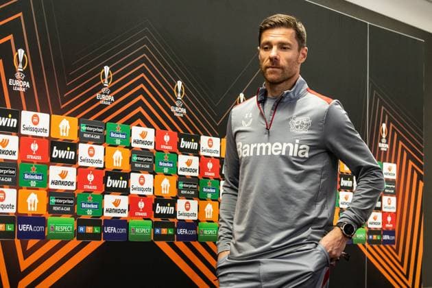 Bayer 04 Leverkusen, Press conference 08 05 2024 Xabi Alonso Head Coach, Bayer 04 Leverkusen Bayer 04 Leverkusen, Press conference for the UEFA Europa League match Bayer 04 Leverkusen AS Roma BayArena, Leverkusen 08 05 2024 Copyright: xBEAUTIFULxSPORTS Buriakovx