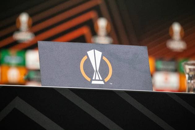 Bayer 04 Leverkusen, Press conference 08 05 2024 UEFA Europa League logo on the sign at the press conference Bayer 04 Leverkusen, Press conference for the UEFA Europa League match Bayer 04 Leverkusen AS Roma BayArena, Leverkusen 08 05 2024 Copyright: xBEAUTIFULxSPORTS Buriakovx