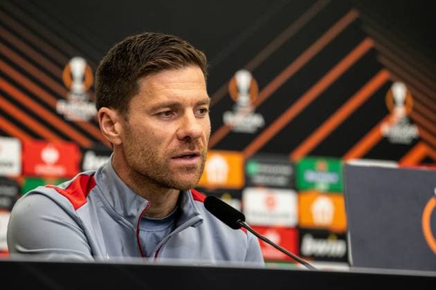 Bayer 04 Leverkusen, Press conference 08 05 2024 Xabi Alonso Head Coach, Bayer 04 Leverkusen Bayer 04 Leverkusen, Press conference for the UEFA Europa League match Bayer 04 Leverkusen AS Roma BayArena, Leverkusen 08 05 2024 Copyright: xBEAUTIFULxSPORTS Buriakovx