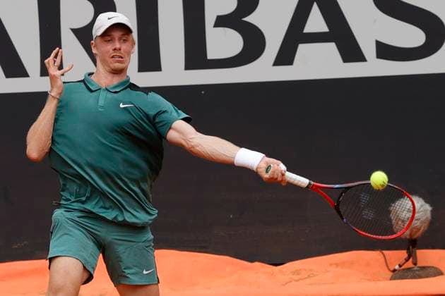 May 8, 2024, Rome, Lazio, Italy: Denis Shapovalov (CAN) is playing during the first round match Luciano Darderi (ITA) against on day three of the Internazionali BNL D Italia 2024 at Foro Italico on May 08, 2024 in Rome, Italy. Rome Italy - ZUMAl131 20240508_zsp_l131_020 Copyright: xCiroxDexLucax