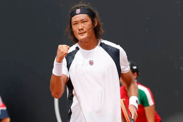 May 8, 2024, Rome, Lazio, Italy: Zhizhen Zhang (CHN) is playing during the first round match ) against Daniel Elahi Galan (COL) on day three of the Internazionali BNL D Italia 2024 at Foro Italico on May 08, 2024 in Rome, Italy. Rome Italy - ZUMAl131 20240508_zsp_l131_036 Copyright: xCiroxDexLucax